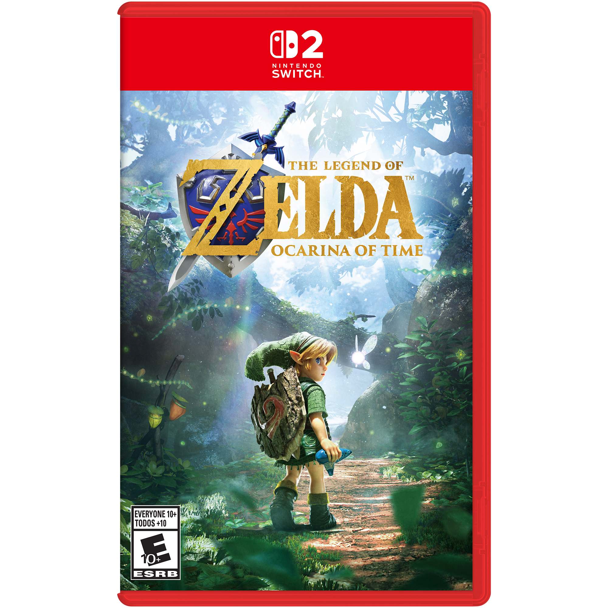 The Legend of Zelda Ocarina of Time Nintendo Switch 2 physical game packaging.