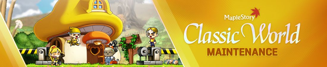 Official MapleStory Classic World Grand Launch maintenance banner