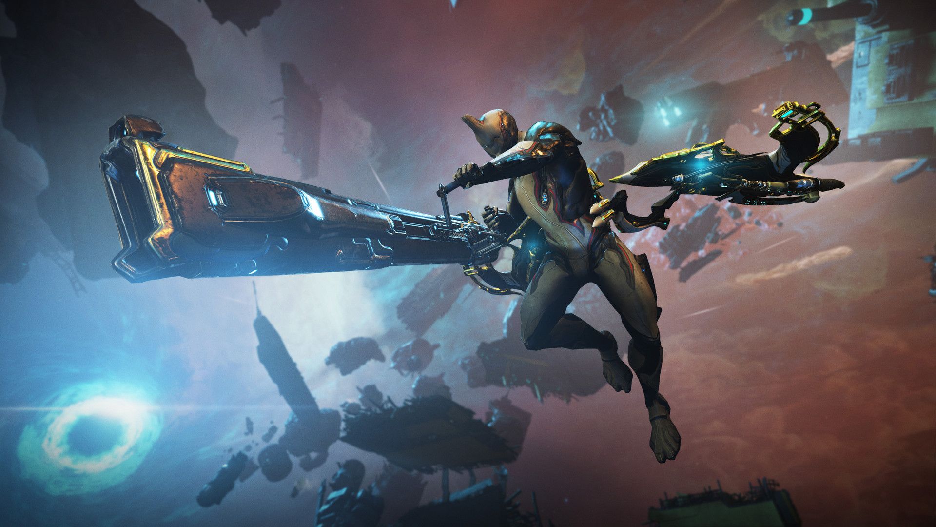 A Warframe using an ability