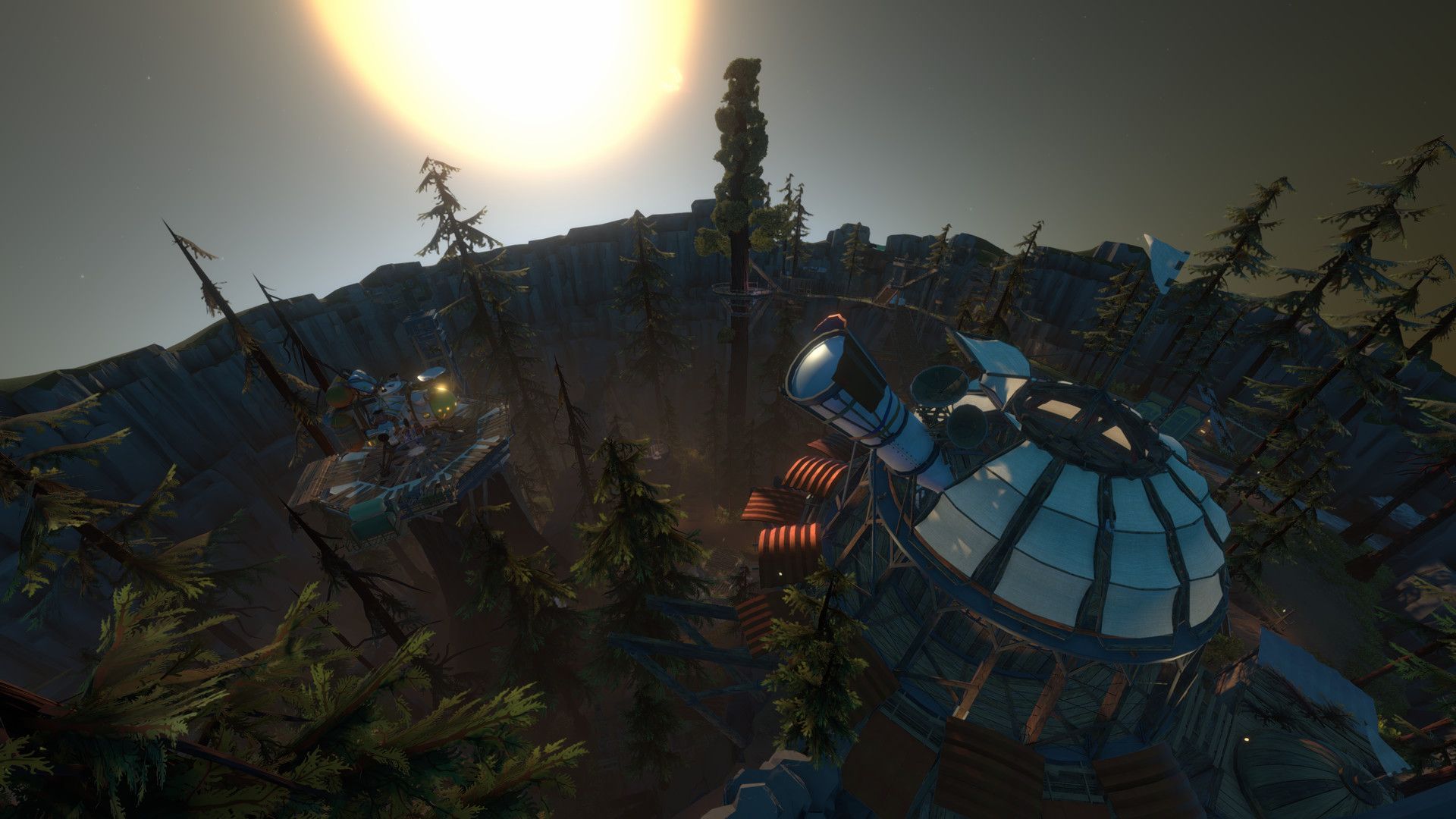 A planet and spacecraft in Outer Wilds.