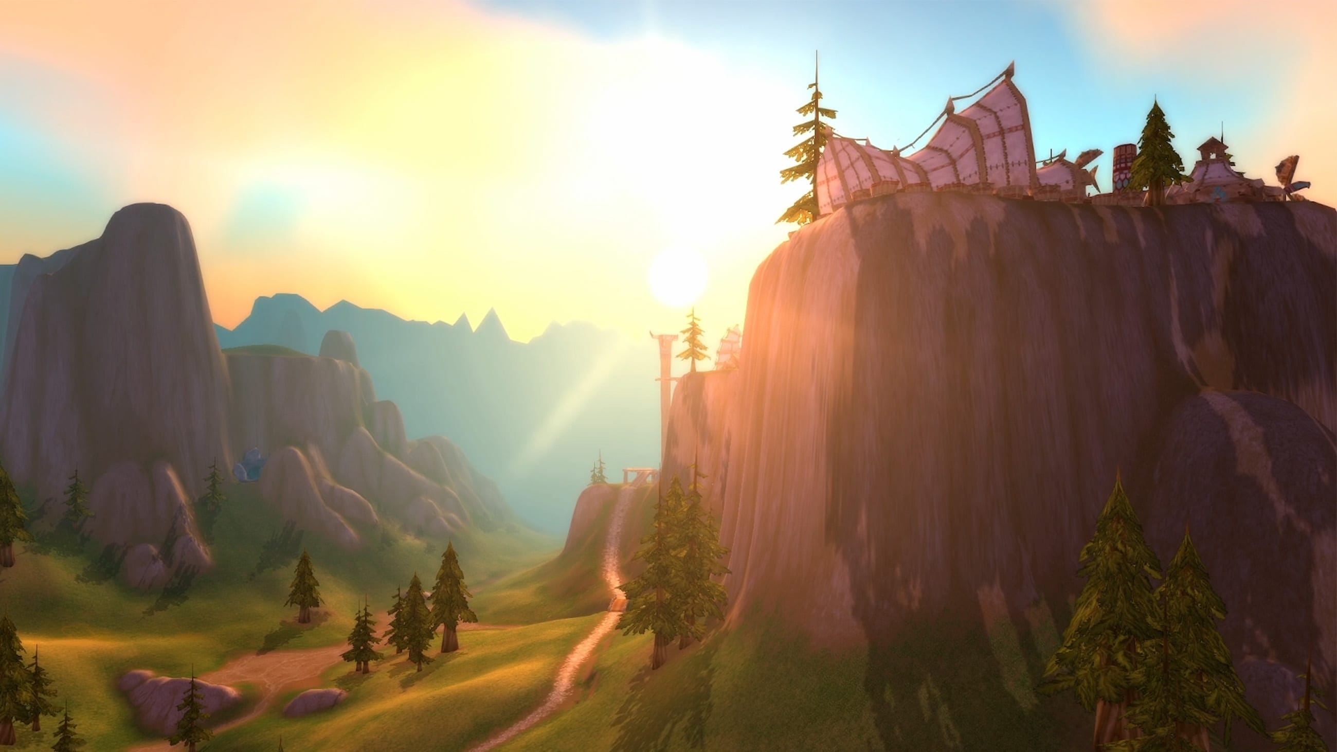 The paths and high mesas of Mulgore in World of Warcraft Forever.