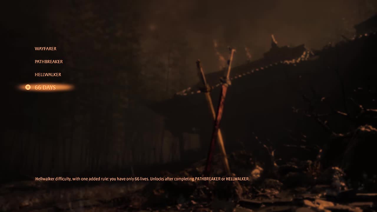 Official 66 Days difficulty description showing its 66-life limit and Pathbreaker or Hellwalker completion requirement.