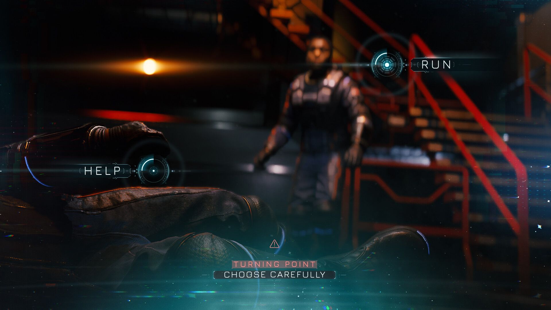 Directive 8020 dark corridor scene.