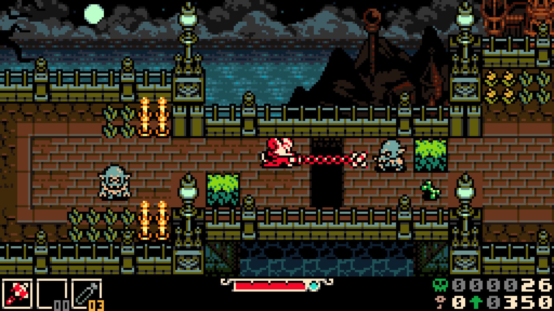 Official Mina the Hollower screenshot showing Mina in a gothic action-adventure dungeon.