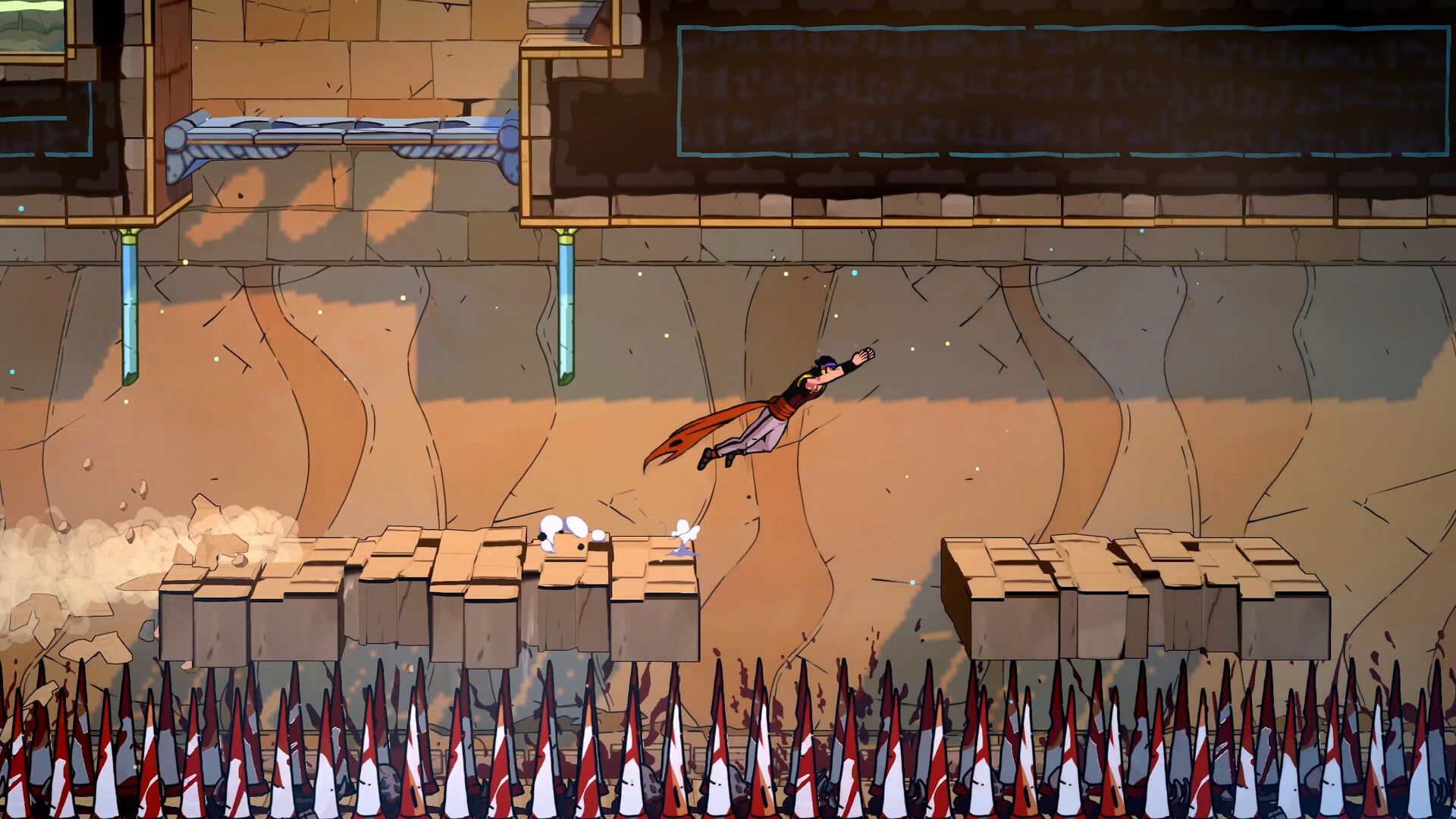 The Prince wall-runs above a row of spikes