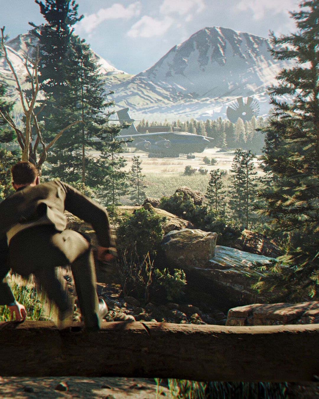 Bond moves through an outdoor area in 007 First Light.