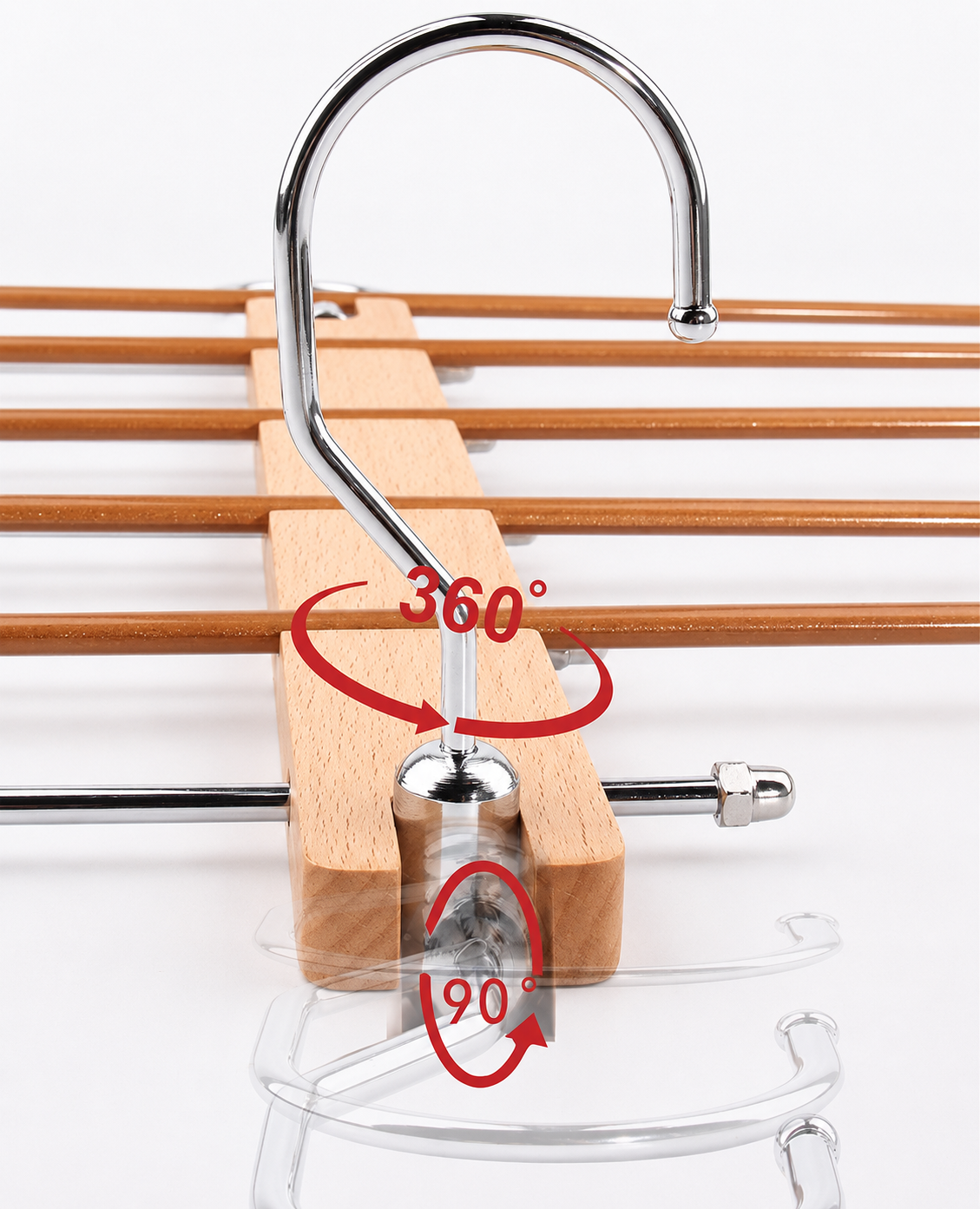Organisateur de pantalons à cinq barres et deux crochets de suspension – vue du produit 3