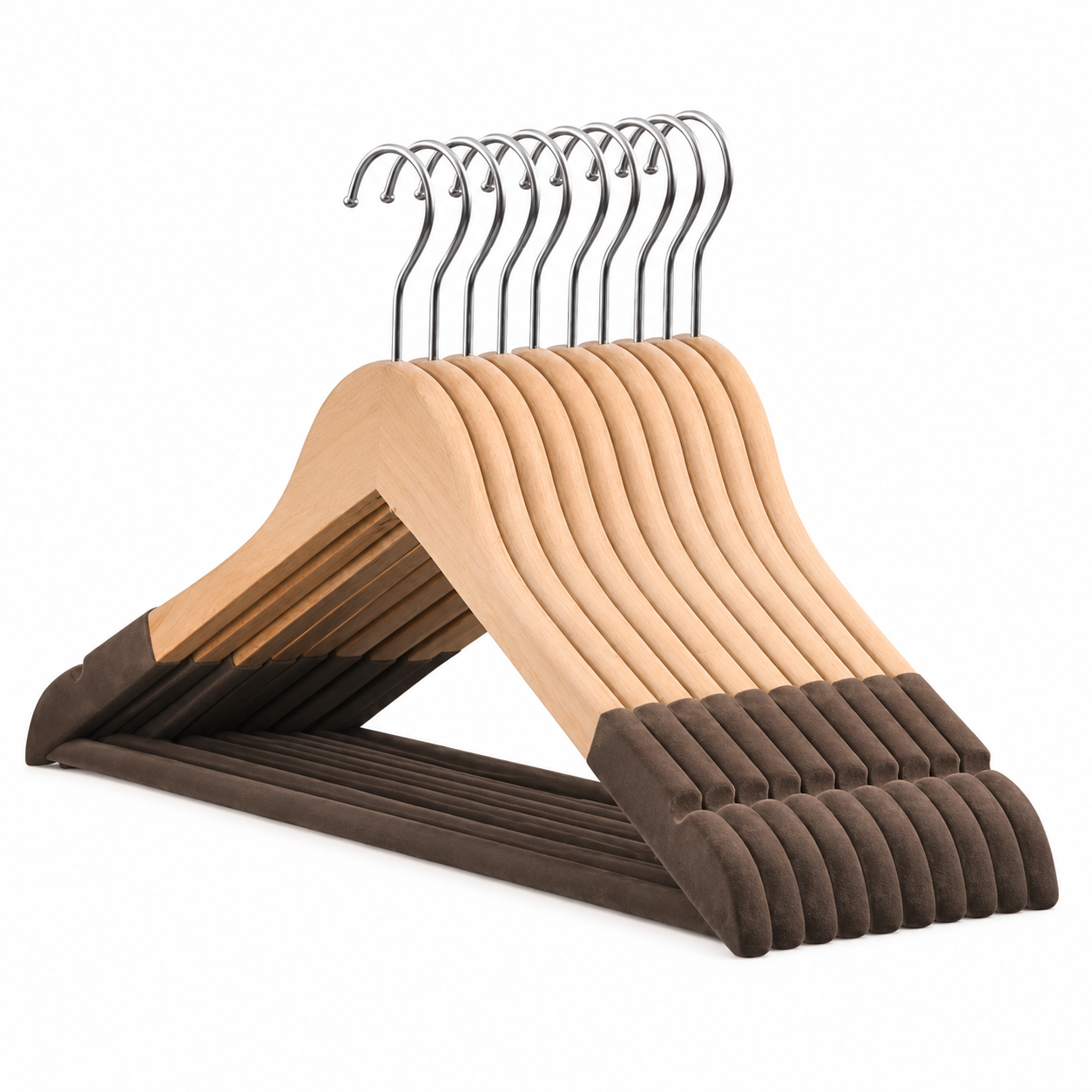 Beflockter Holz-Kleiderbügel für Anzüge – Produktansicht 4