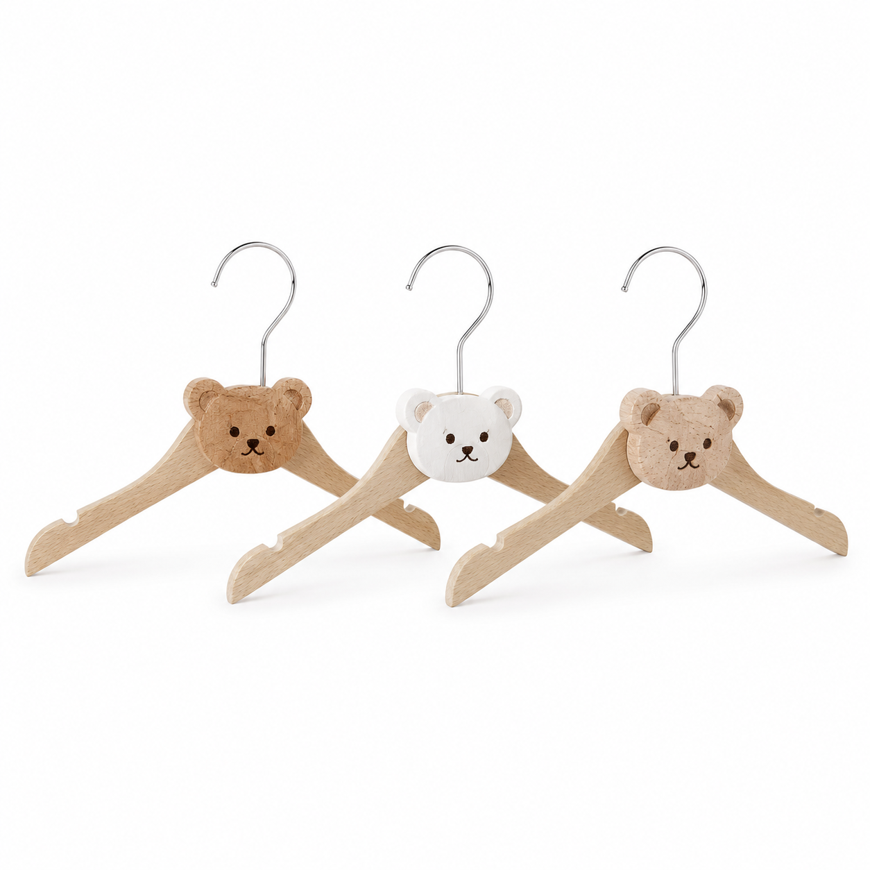 Weißer Holz-Kleiderbügel für Kinder – Produktansicht 3