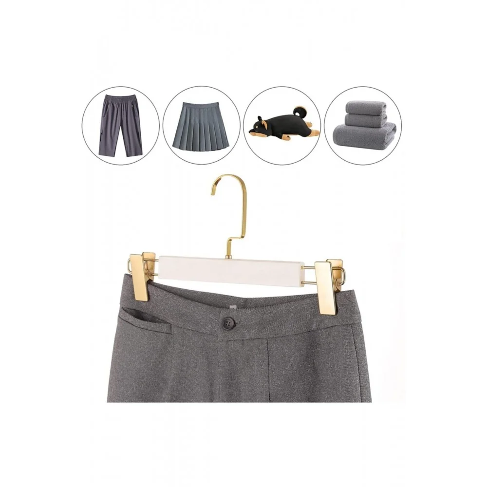 Wooden Trouser & Skirt Hanger with Gold Llama Hook thumbnail 2