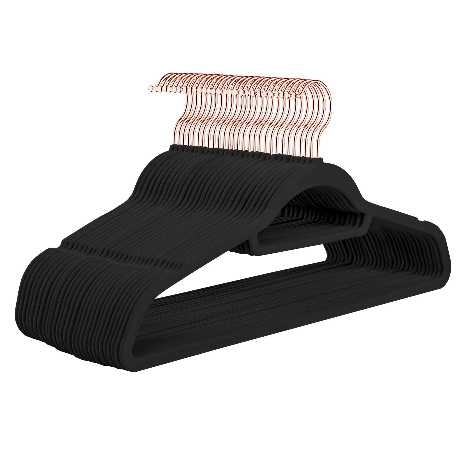 Non-Slip Plastic Flocked Velvet Gold Hook Hanger thumbnail 6