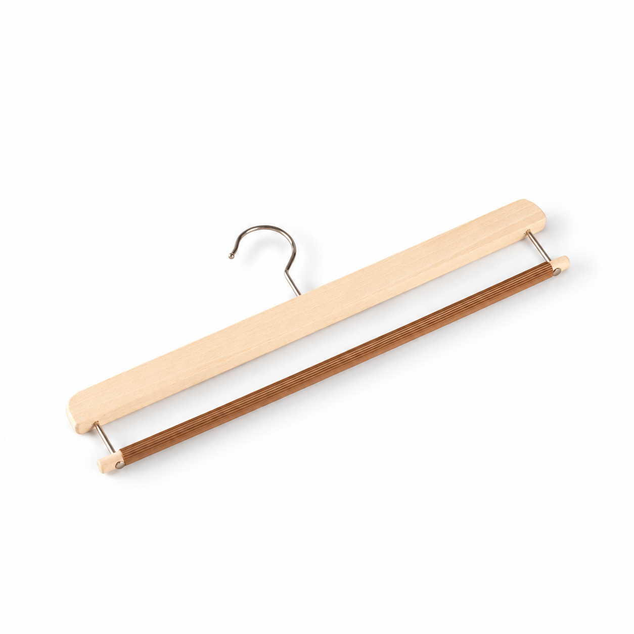 Unfinished Beechwood Trouser Hanger with Rubber Non-Slip Bar