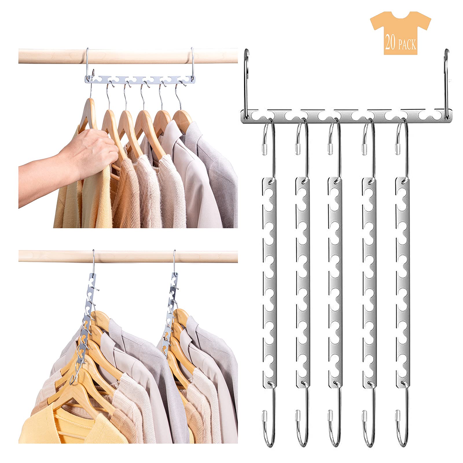 Nonslip Cascading Adjustable Metal Pants Skirts Cloth Hanger With Clips thumbnail 15