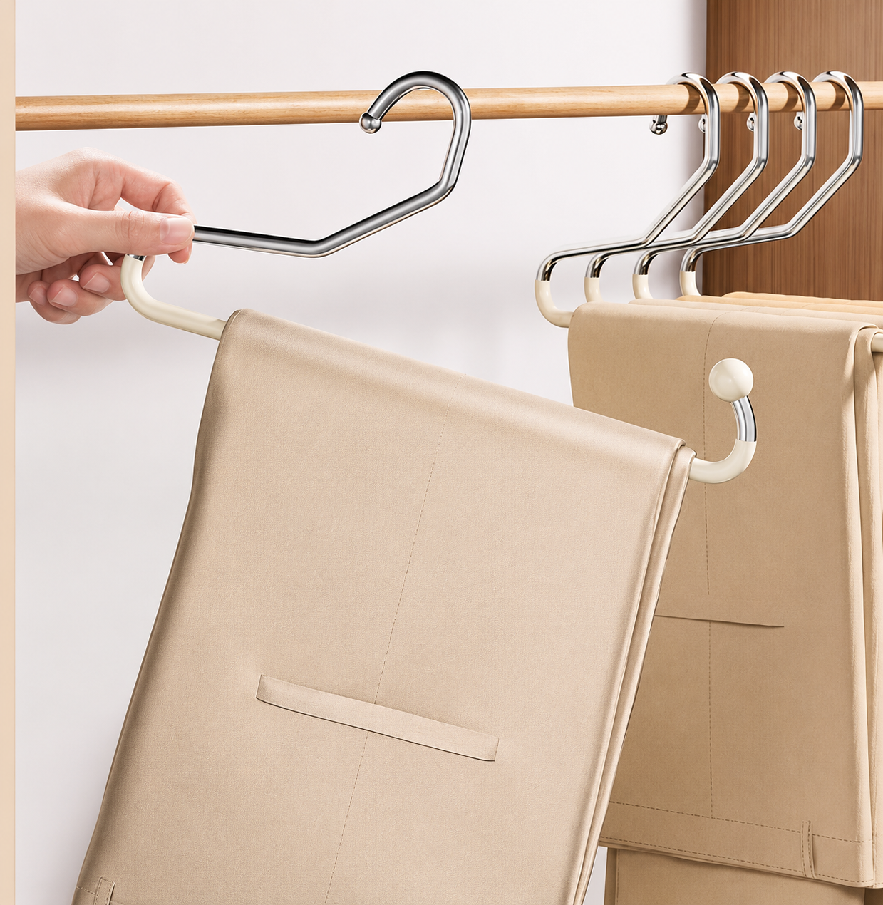 PVC-beschichteter Metall-Hosenbügel mit Klammern – Produktansicht 4