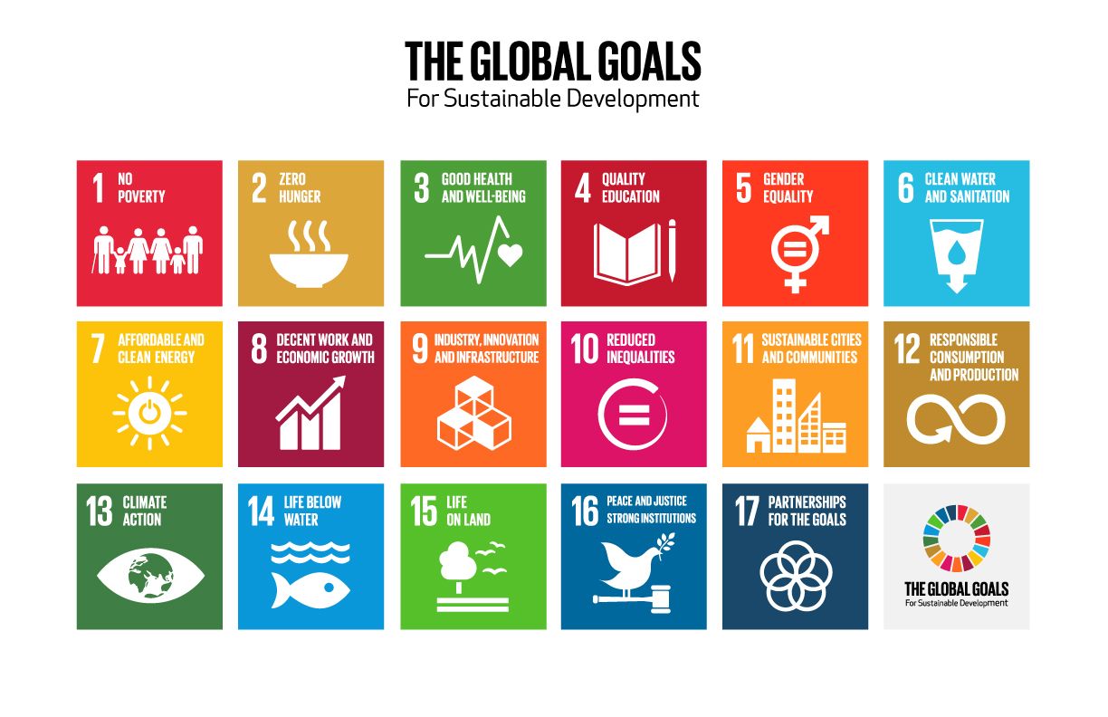 The Global Goals for Sustainable Development chart showing all 17 goal icons
