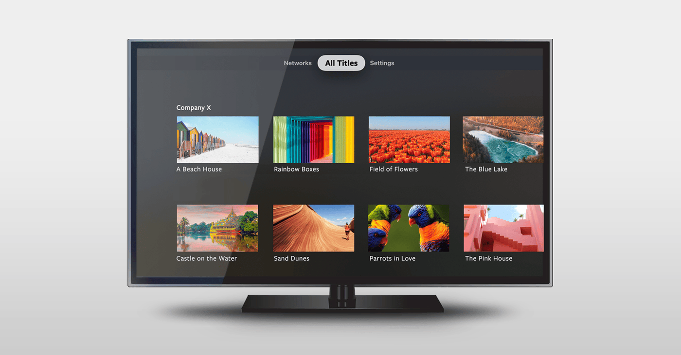 Screeners.com TV app showing a buyer's All Titles screening library