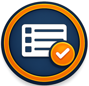 Checklist icon with an orange checkmark