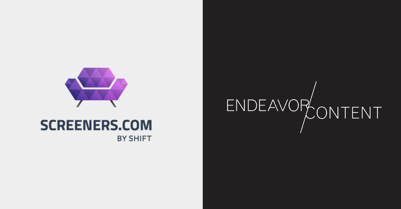 Screeners.com by SHIFT logo alongside the Endeavor Content logo