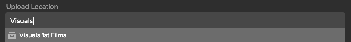 MediaSilo panel Upload Location field suggesting a matching project as the user types