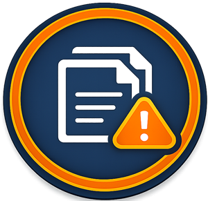 Icon of documents with an orange warning symbol