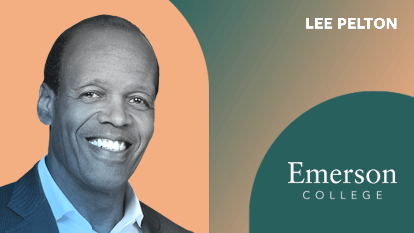 In Conversation title card: Lee Pelton, Emerson College