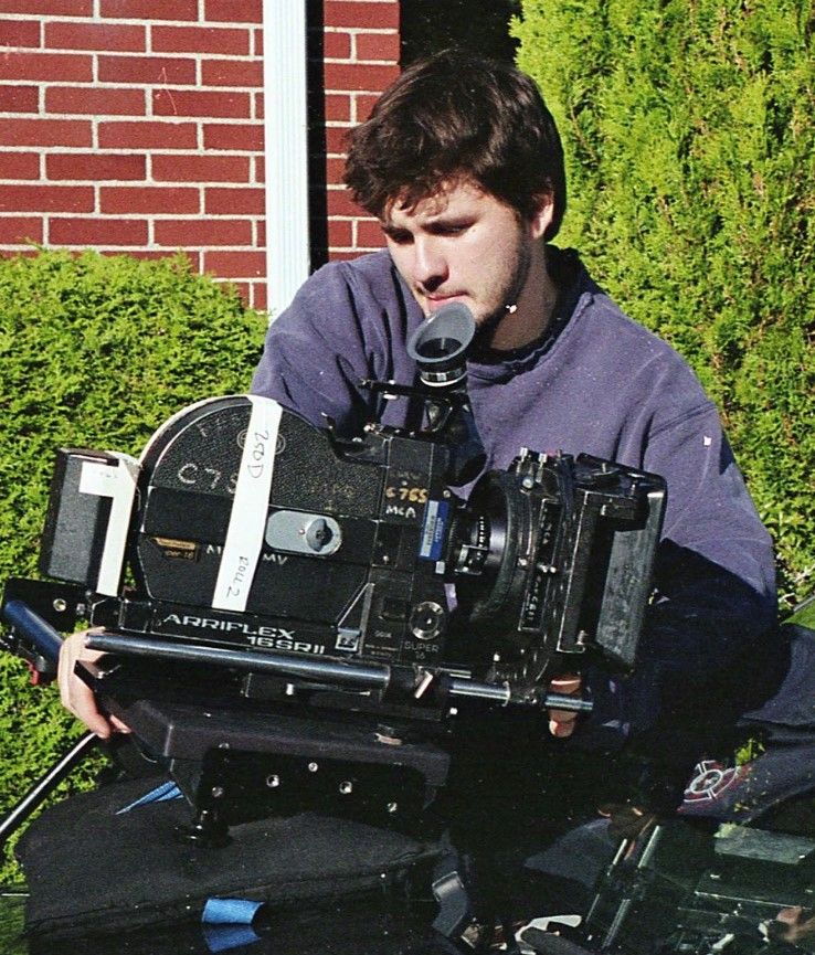 Ian Dumas, MassArt student filmmaker, operating an Arriflex 16SR II film camera