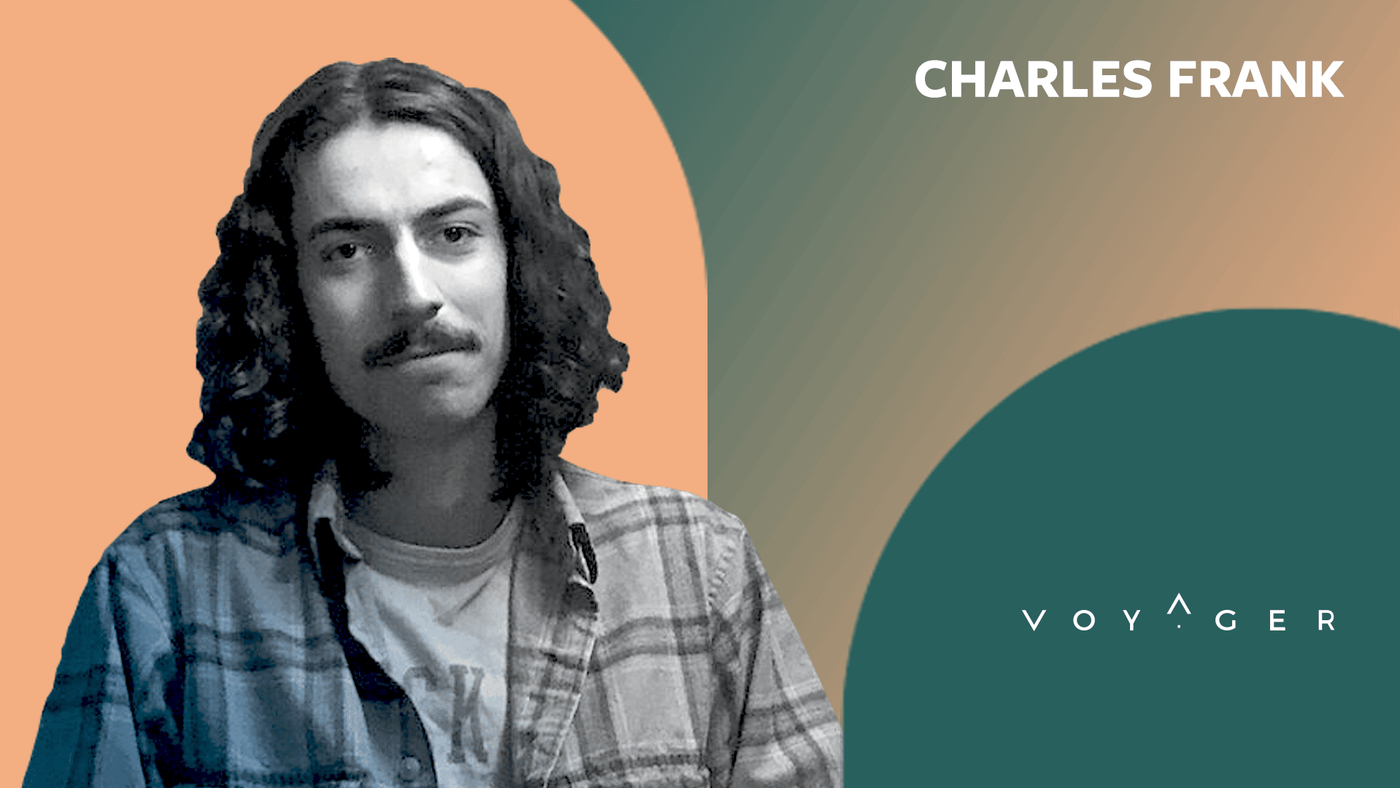 In Conversation thumbnail: documentary filmmaker Charles Frank with the Voyager logo