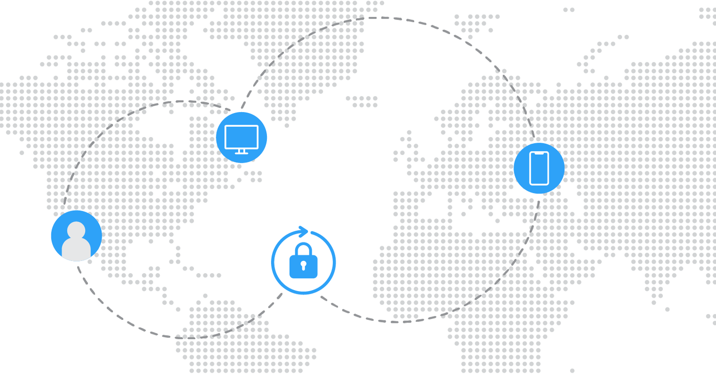 Animated illustration of remote collaboration. 