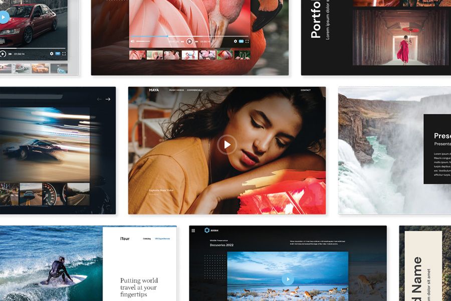 Collage of MediaSilo Spotlight presentation templates