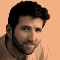 Portrait of a filmmaker quoted in the article, on an orange background