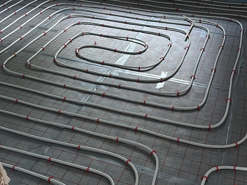 Fußbodenheizung im Neubau — Tackersystem auf Systemplatte