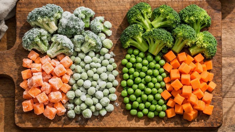 Confronto tra Cibi Congelati e Freschi con ingredienti freschi.