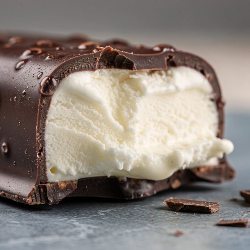 Dettaglio macro della crosta di cioccolato del Magnum