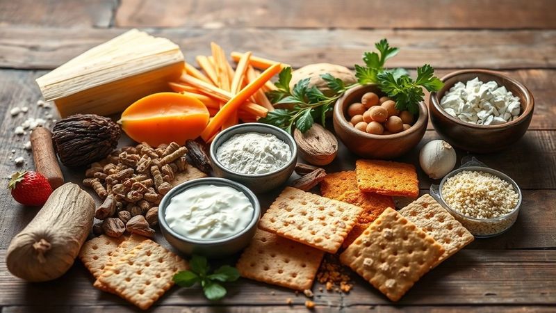 Selezione di ingredienti per Crackers senza glutine croccanti.