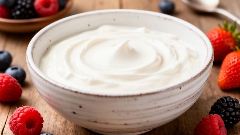 Yogurt greco cremoso pronto per essere gustato
