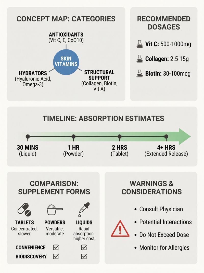 Details and characteristics of Vitamin Supplements for Skin.