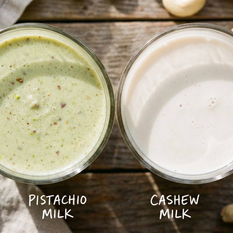Dettaglio texture di Latte di Pistacchio e Anacardi.