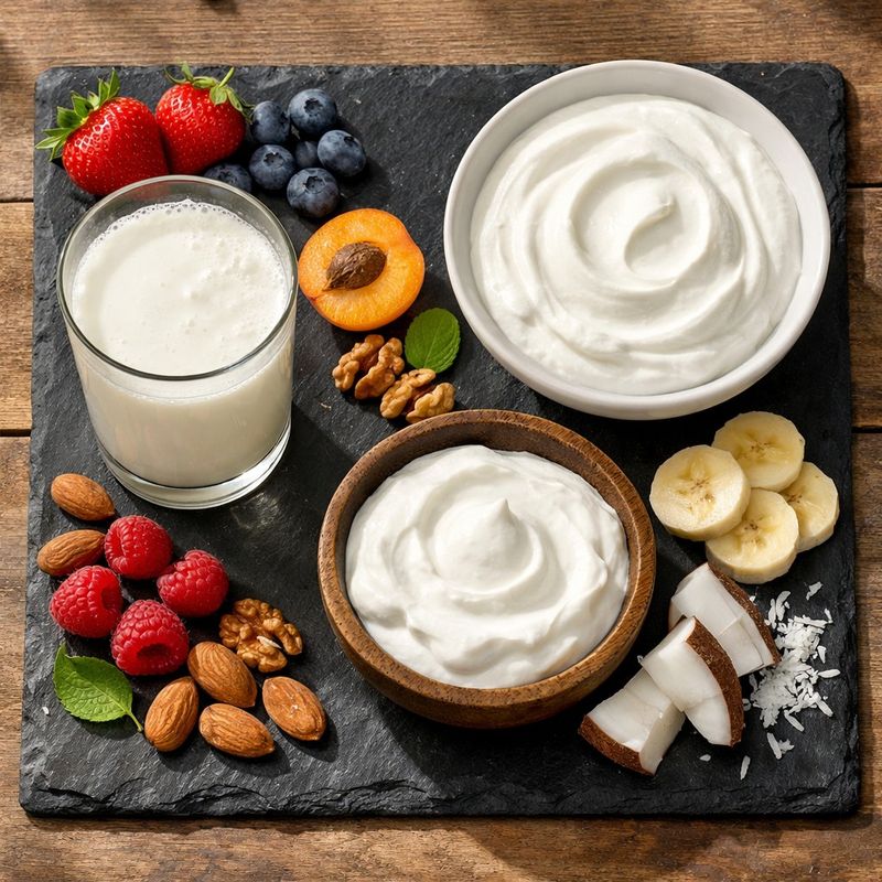 Fresh ingredients for preparing Coconut Yogurt and Rice Yogurt.