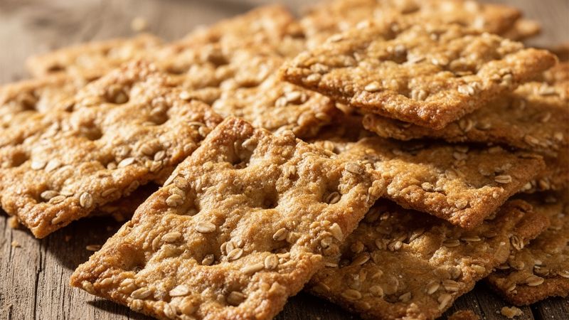 Cracker integrali pronti da gustare su un tavolo rustico