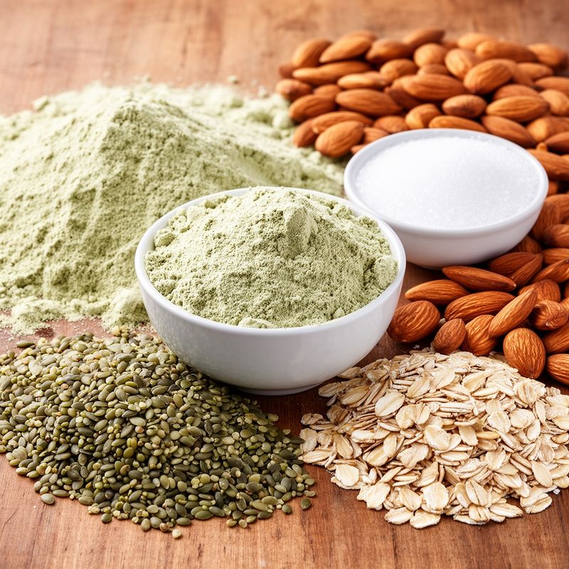 Ingredienti grezzi alla base della MyProtein Vegan Blend.