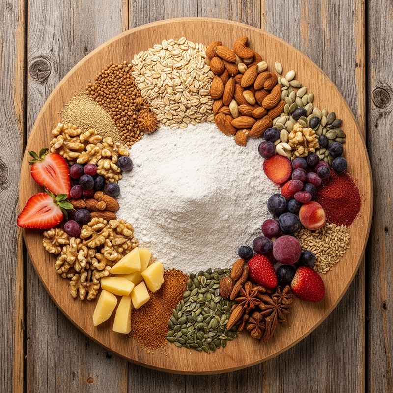Fresh ingredients for making homemade gluten-free protein pancake mix.