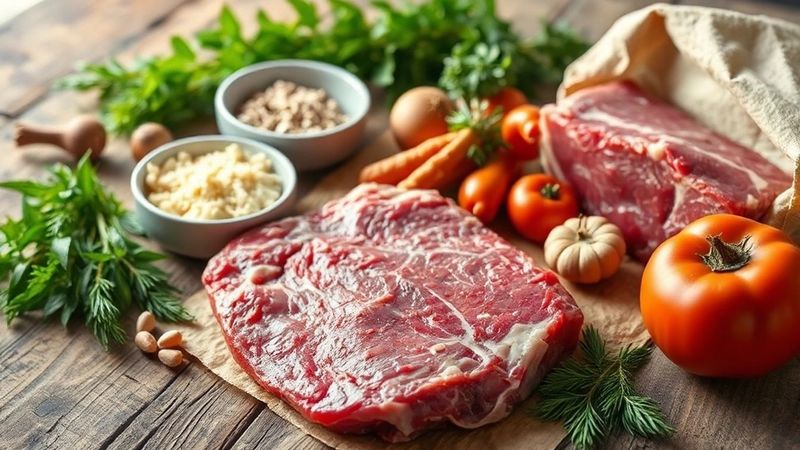 A beautiful comparison between Organic Beef and Chicken with fresh ingredients.