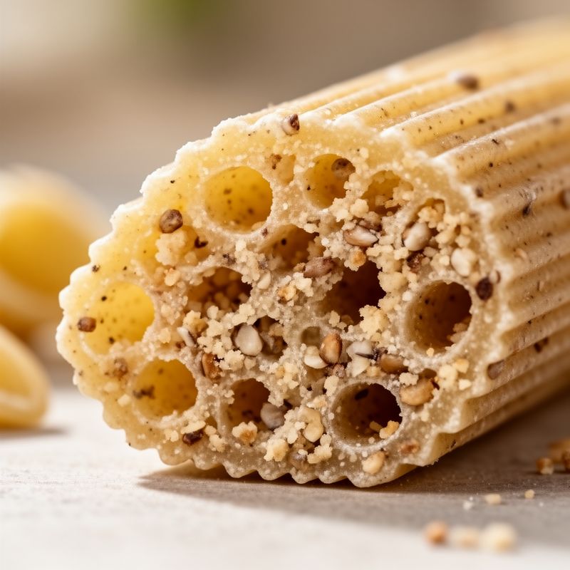 Texture detail of Barilla whole‑grain spaghetti, showcasing its nutty speckles and firm bite.