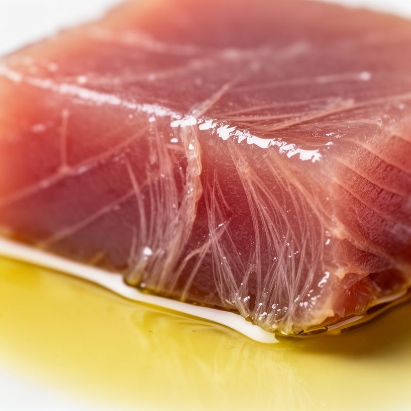 Dettaglio della texture del tonno conservato in olio extravergine d'oliva