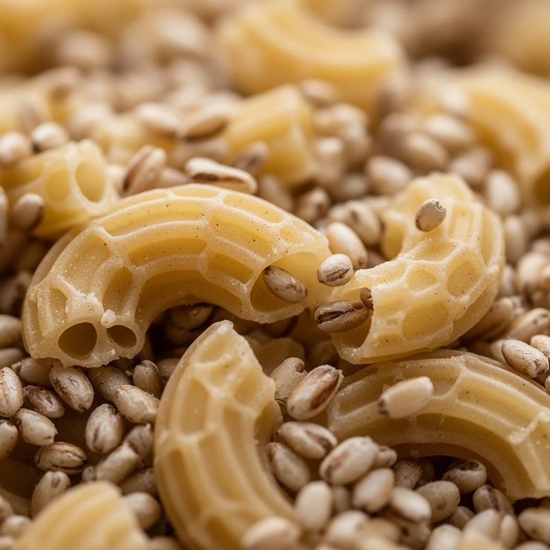 Dettaglio della texture della pasta integrale al dente.