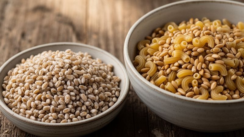 Pasta di Farro e Kamut a confronto su un tavolo di legno