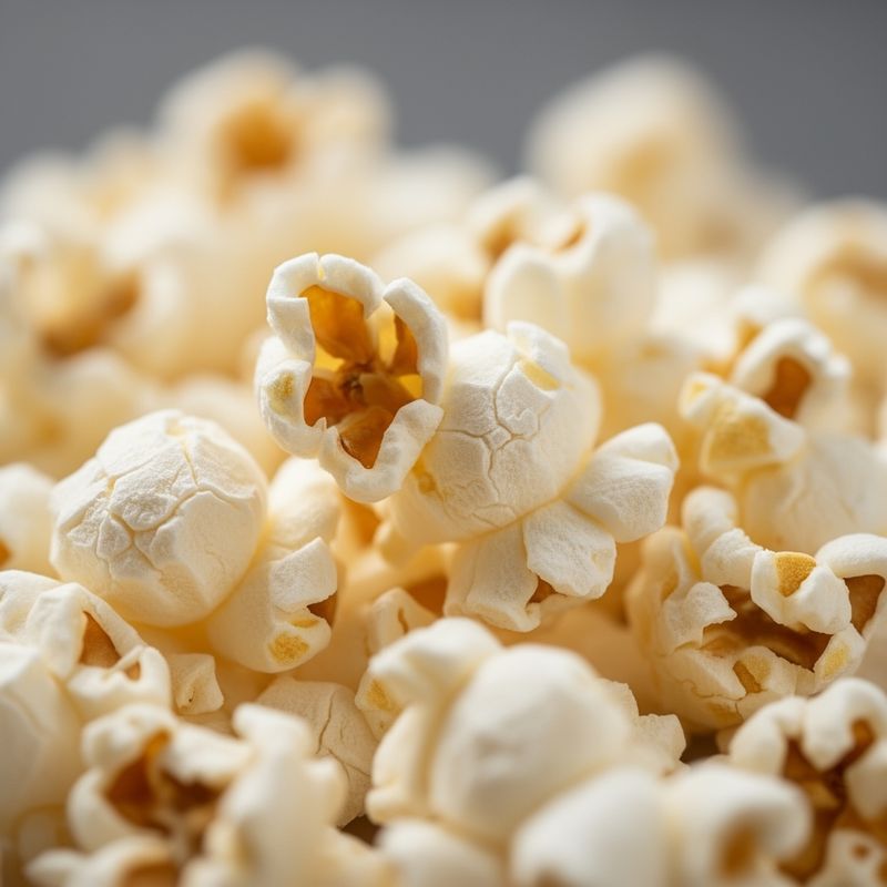 Dettaglio della texture soffice dei popcorn appena scoppiati.