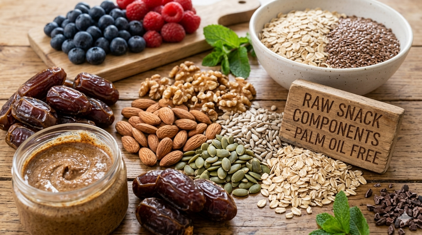 Close up of ingredients used to make healthy snacks.