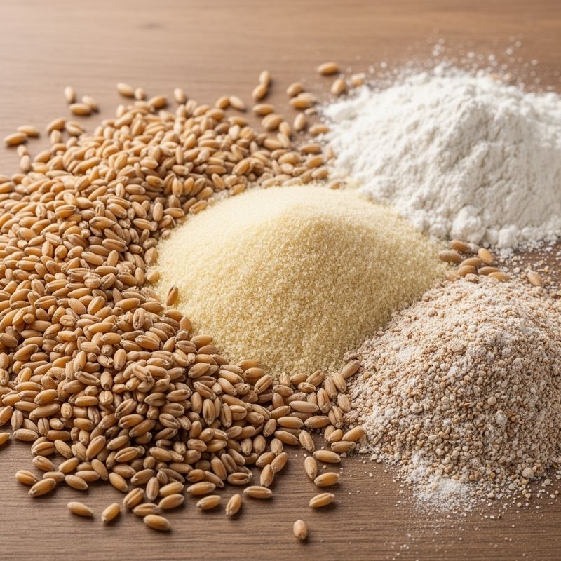 Raw ingredients that form Barilla whole‑grain pasta, emphasizing natural, unprocessed components.