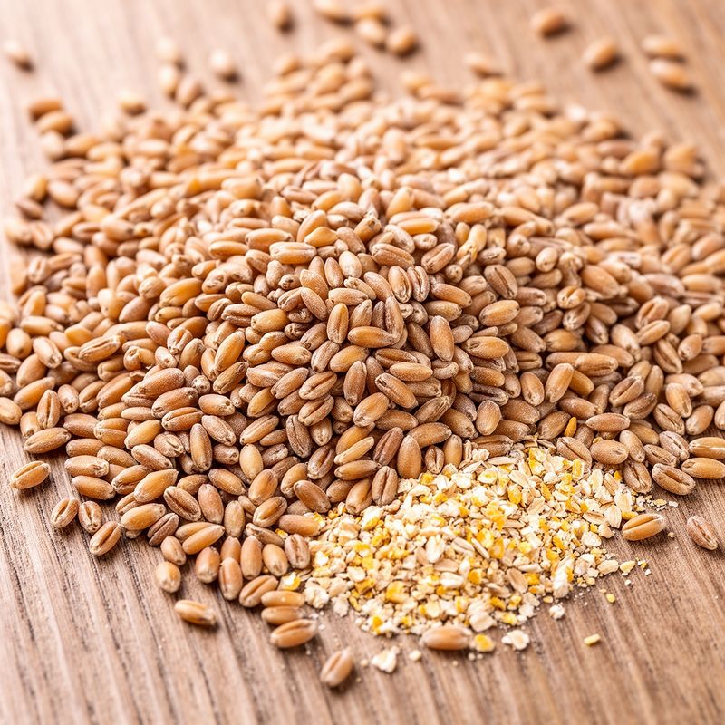 Ingredienti grezzi utilizzati per produrre la pasta integrale.